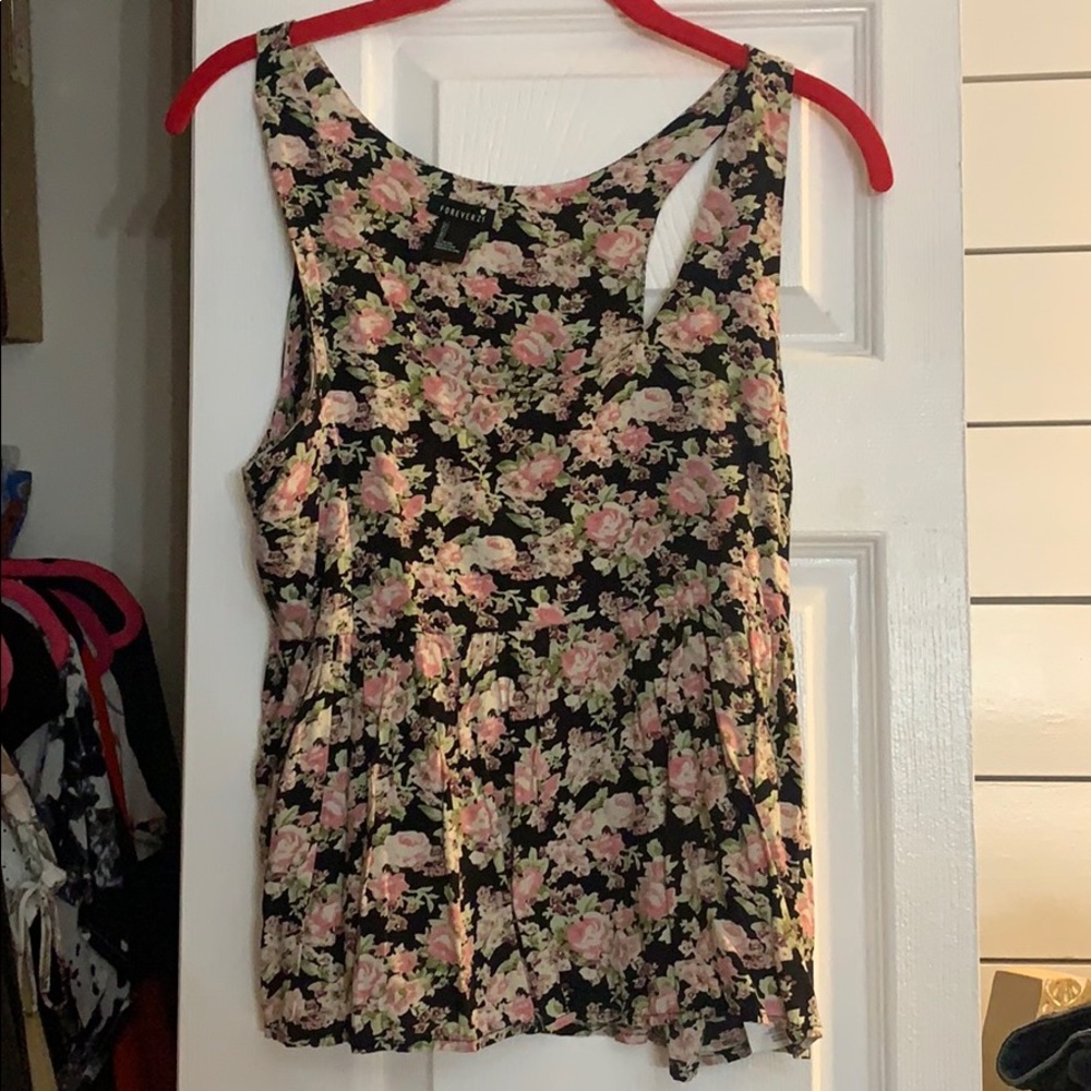 small black and floral tank